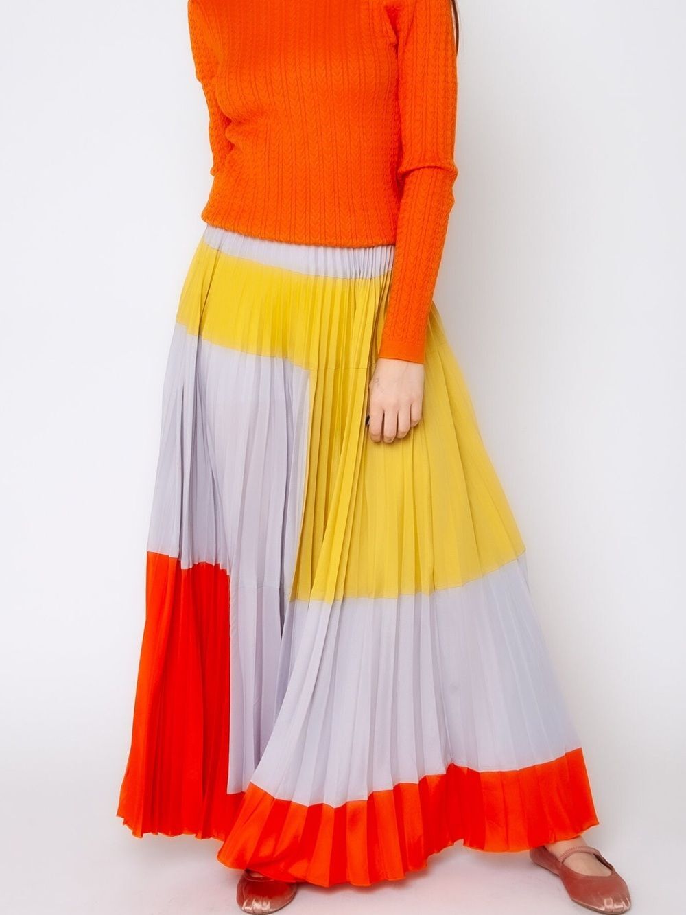 Anthropologie Tabitha Colorblock Pleated Maxi Skirt Field of Vision 6